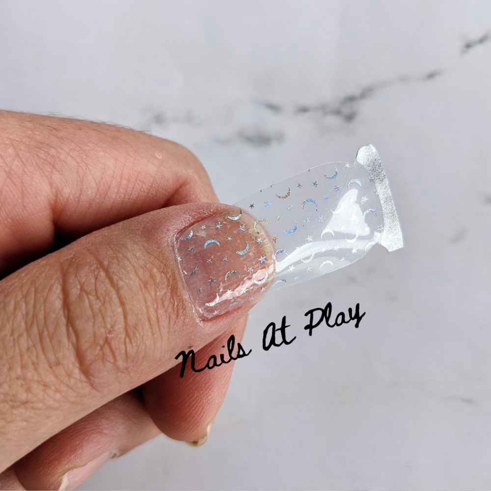 5 for $15 Nail Wraps- Crescent Moon (transparent) - Picture 3 of 4